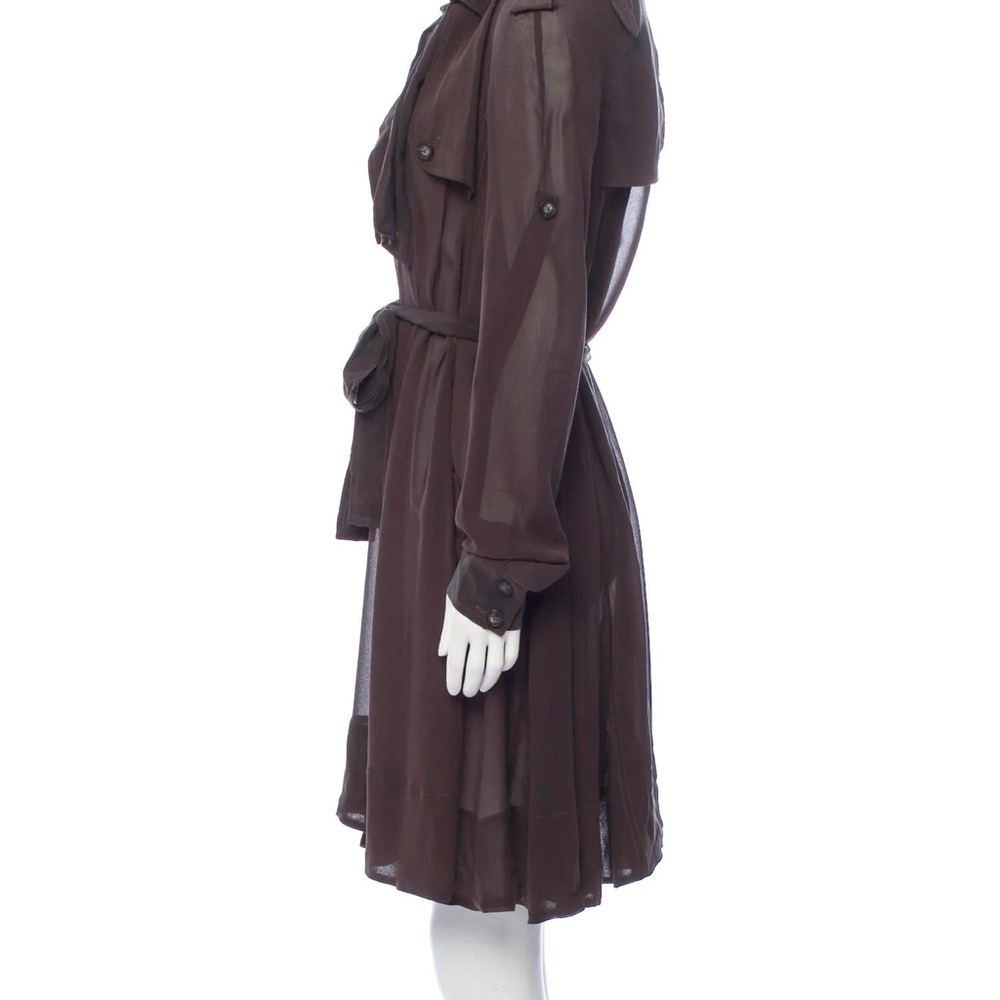 AllSaints 100% Silk Mini Shirt Dress - Brown (Used, Great Shape!) - Picture 3 of 6